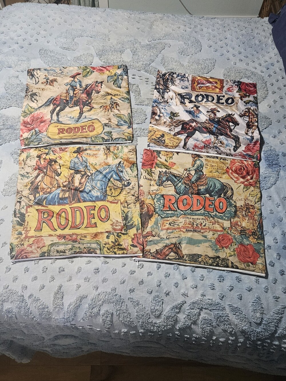 Rodeo Printed Pillow Shams - Floral Western Design, Multicolor